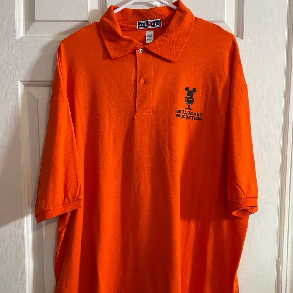 Men's X Large (XL) Orange Disney Broadcast Production Cast Member Jerzees Polo